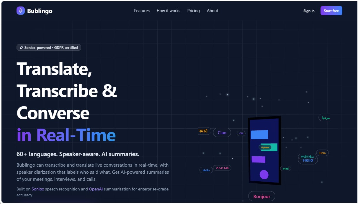 Bublingo product screenshot